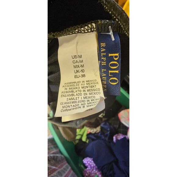 Ralph Lauren Polo One Piece Swimsuit Snap Front Cross Back Olive Green M Prep - Picture 6 of 8